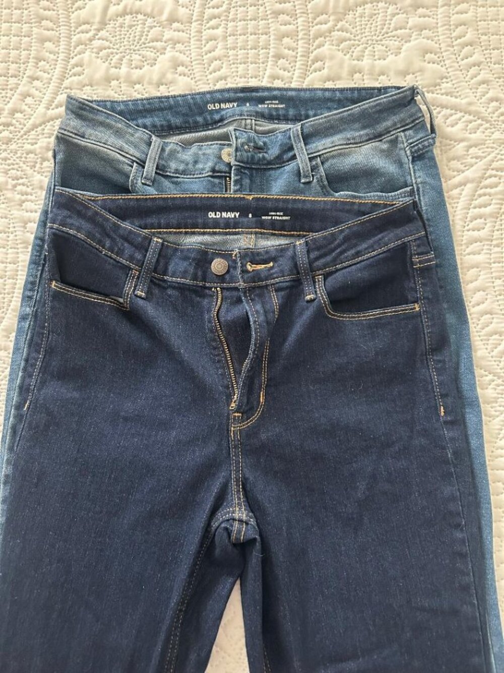 Old Navy Mid‑Rise Wow Straight Jeans • Lot of 2 • Dark & Light Wash
